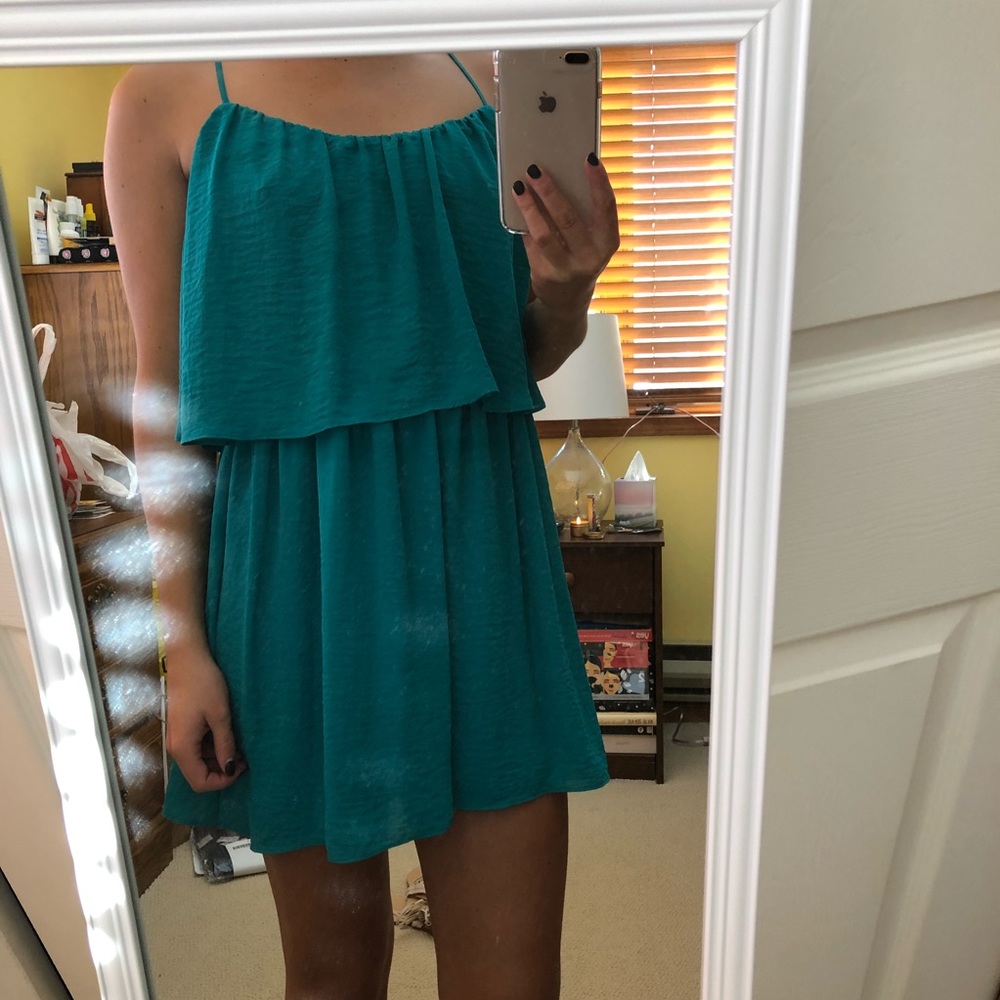 Teal flounce dress